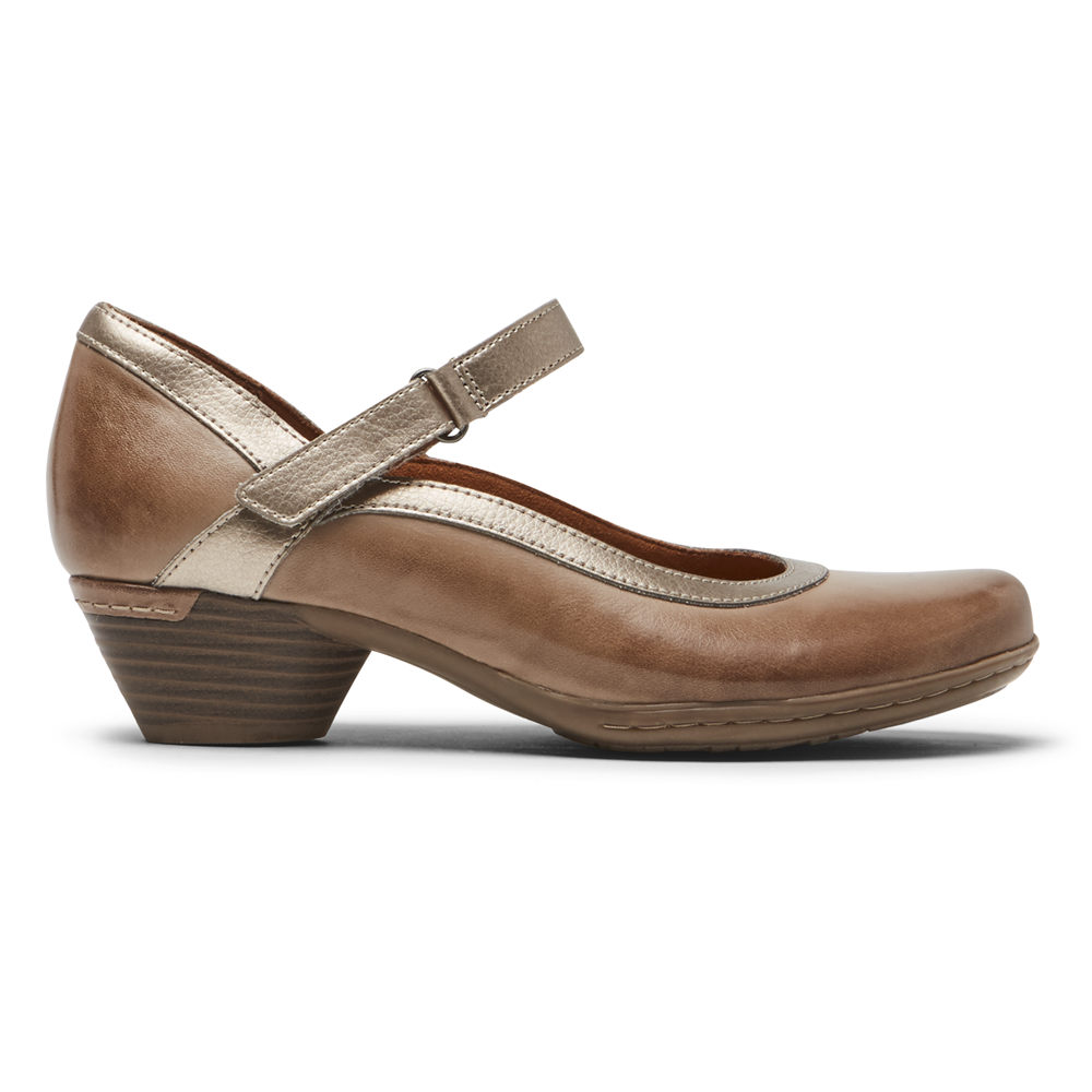 Rockport Womens Flats Brown - Cobb Hill Laurel Mary Jane - UK 615-MDITUR